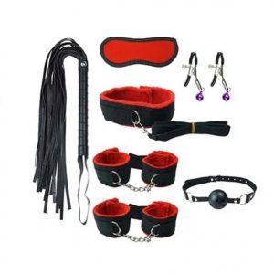 Kit BDSM Fetiche Negro y Rojo 8 piezas